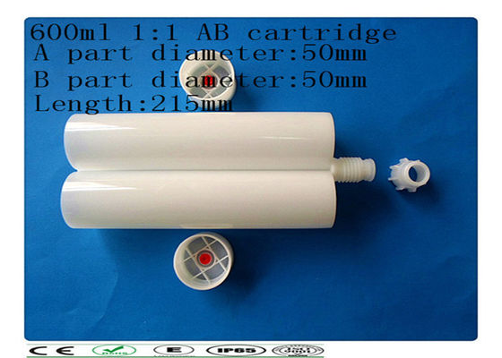 পিই ডুয়াল carcartridge, 600ml দুই উপাদান কার্তুজ, পার্শ্ব কার্তুজ দ্বারা পাশ