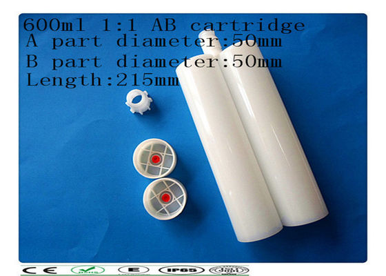 পিই ডুয়াল carcartridge, 600ml দুই উপাদান কার্তুজ, পার্শ্ব কার্তুজ দ্বারা পাশ