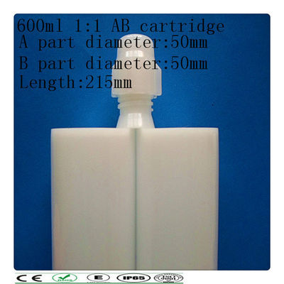 পিই ডুয়াল carcartridge, 600ml দুই উপাদান কার্তুজ, পার্শ্ব কার্তুজ দ্বারা পাশ