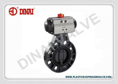 PVDF প্লাস্টিক প্রজাপতি ভালভ বায়ুসংক্রান্ত Actuator অপারেশন PN1.0Mpa JIS / তালা লাগান / ANSI